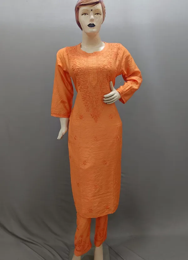 Orange_Chanderi_Silk_Kurta_Set