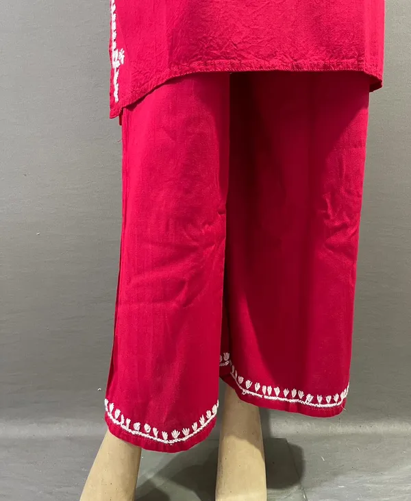 Maroon_Rayon_Kurti_With_Palazzo_Set