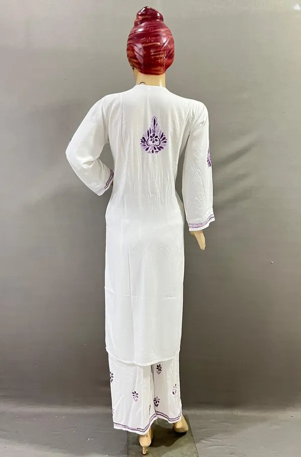White_And_Purple_Cotton_Embroidered_Kurta_Palazzo_Set