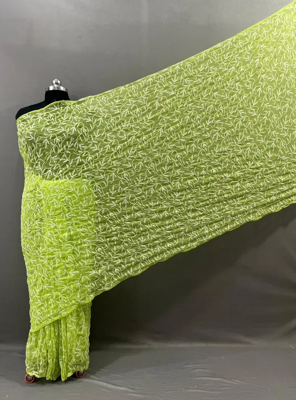 Lime_Green_Georgette_Saree