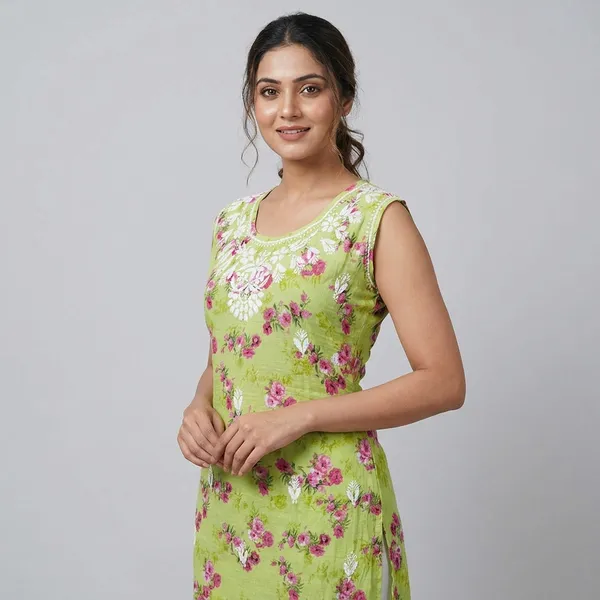 Lime_Green_Cotton_Embroidered_Kurti