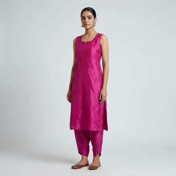 Vibrant_Pink_Chanderi_Kurta_Set