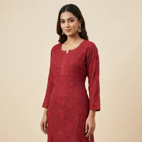 Maroon_Viscose_Ethnic_Dress