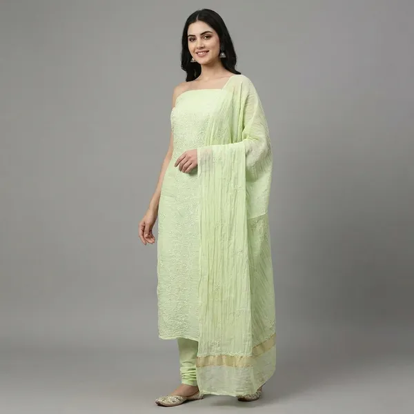 Light_Green_Mul_Chanderi_Unstitched_2_Piece_Suit_(Dupatta_&_Kurta)