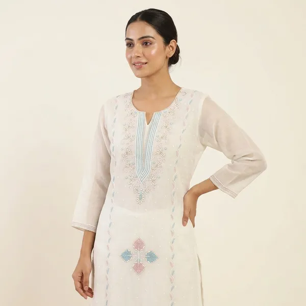 White_Mul_Chanderi_Unstitched_Suit_Set