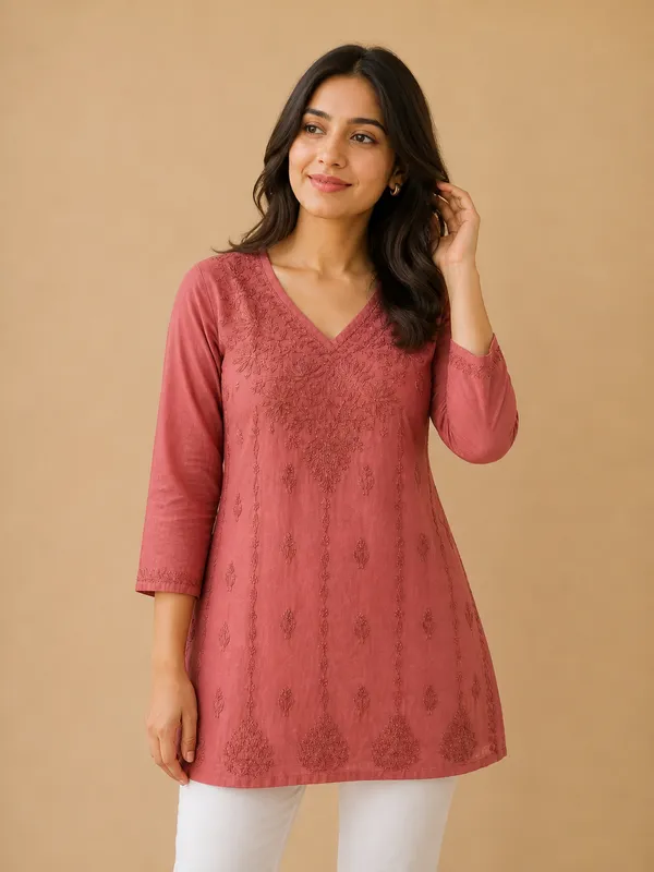 Dusty_Rose_Cotton_Embroidered_Kurta