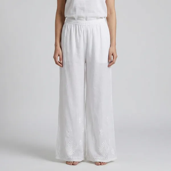 White_Cotton_Embroidered_Floral_Bootcut_Pants