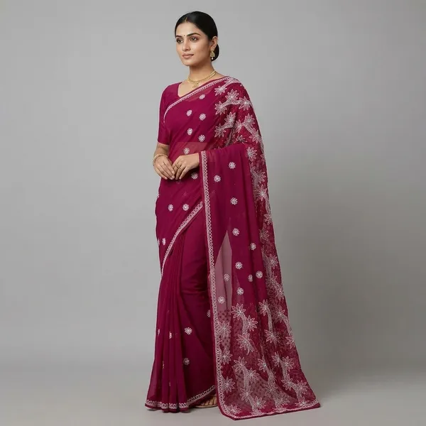 Maroon_Georgette_Saree