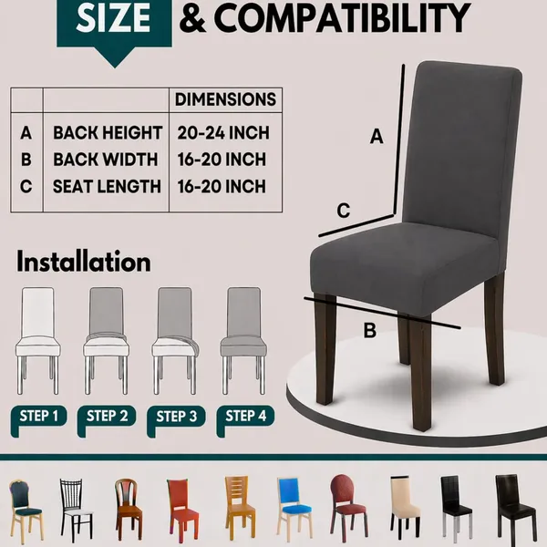 Polycotton_Dining_Grey_Plain_6_Seater_Table_Cover_With_Chair_Covers