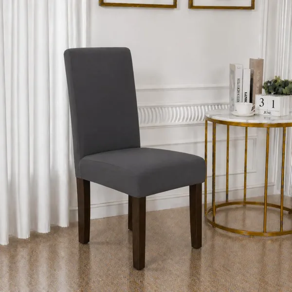 Polycotton_Dining_Grey_Plain_6_Seater_Table_Cover_With_Chair_Covers