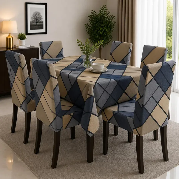 Polycotton_Printed_Geometric_6_Seater_Dining_Table_Cover_With_Chair_Covers_Multi