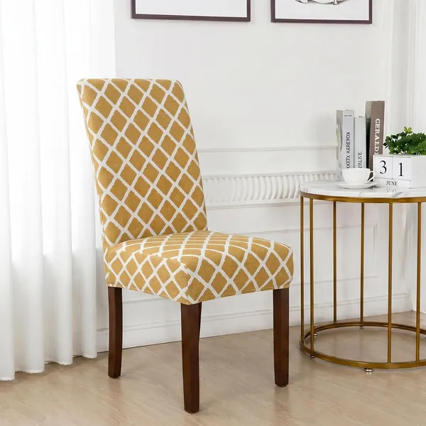 Polycotton_Dining_Yellow_Diamond_Print_6_Seater_Table_Cover_With_Chair_Covers