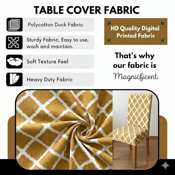 Polycotton_Dining_Yellow_Diamond_Print_6_Seater_Table_Cover_With_Chair_Covers