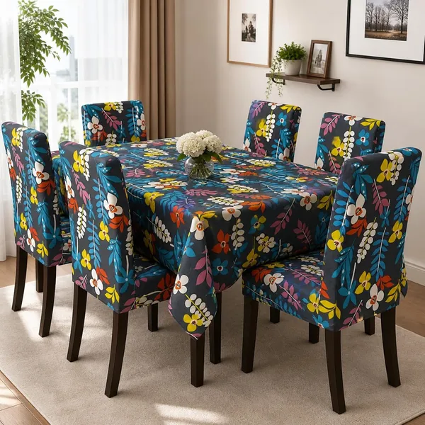 Polycotton_Dining_Multicolor_Floral_6_Seater_Table_Cover_With_Chair_Covers
