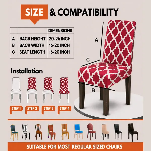 Polycotton_Printed_Diamond_Print_Dining_Table_Cover_With_6_Chair_Covers_Red