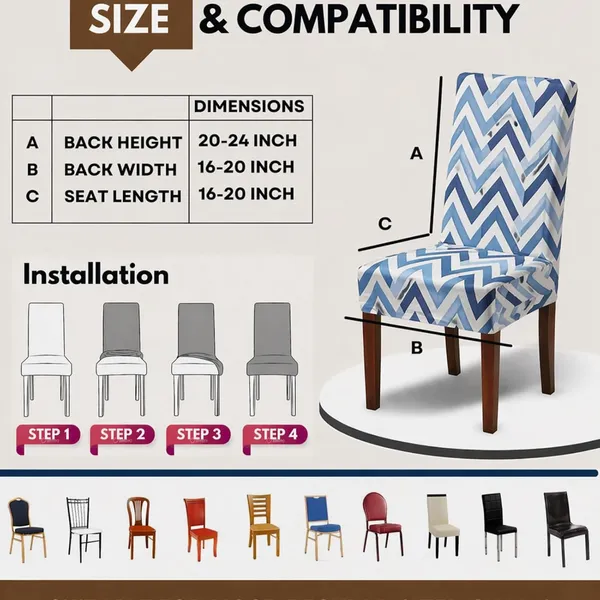 Polycotton_Dining_Blue_Zigzag_Print_Table_Cover_With_6_Chair_Covers