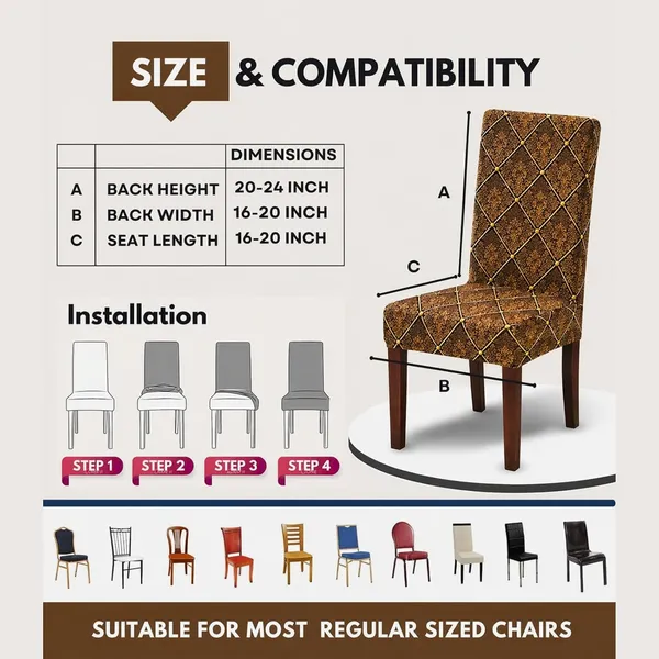 Polycotton_Dining_Brown_Black_Box_Print_6_Seater_Table_Cover_With_Chair_Covers