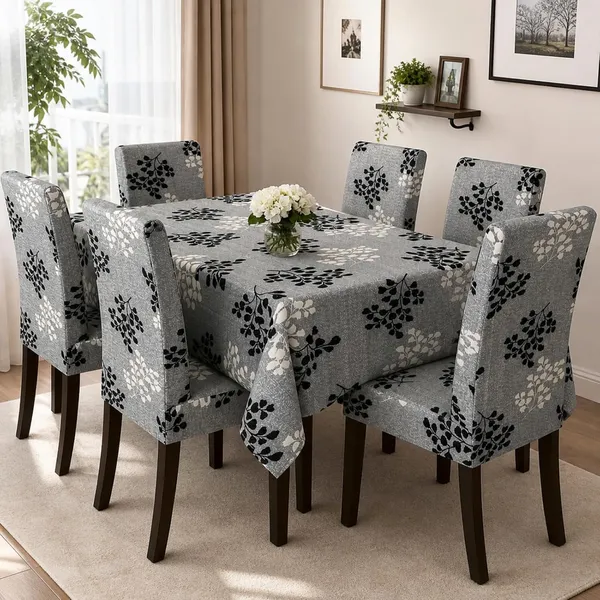 Polycotton_Dining_Sky_Leaf_Print_Table_Cover_With_6_Chair_Covers