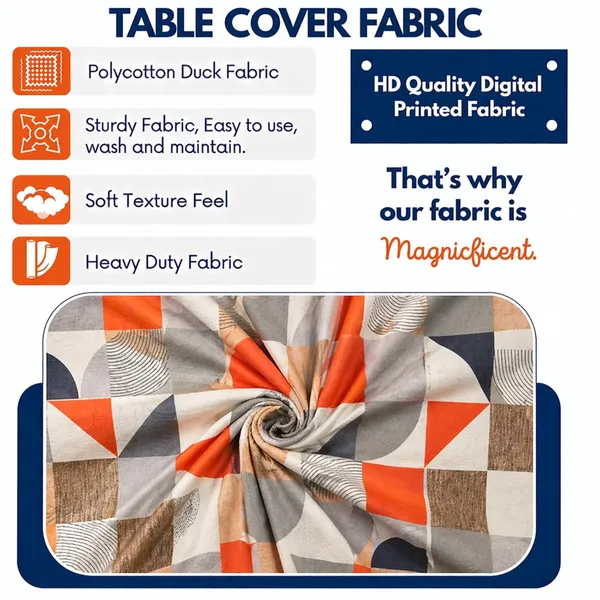 Polycotton_Printed_Geometric_6_Seater_Dining_Table_Cover_With_Chair_Covers_Orange