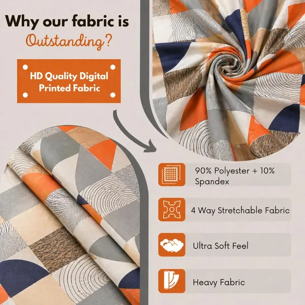 Polycotton_Printed_Geometric_6_Seater_Dining_Table_Cover_With_Chair_Covers_Orange
