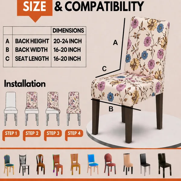 Polycotton_Printed_Floral_Dining_Table_Cover_With_6_Chair_Covers_Beige