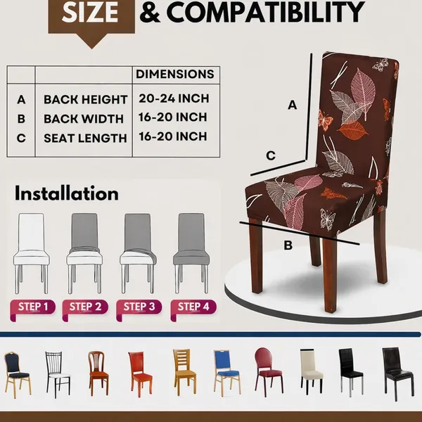Polycotton_Dining_Brown_Leaf_6_Seater_Table_Cover_With_Chair_Covers