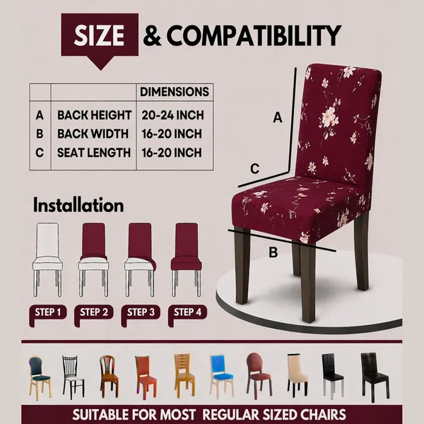 Polycotton_Printed_Floral_Dining_Table_Cover_With_6_Chair_Covers_Maroon