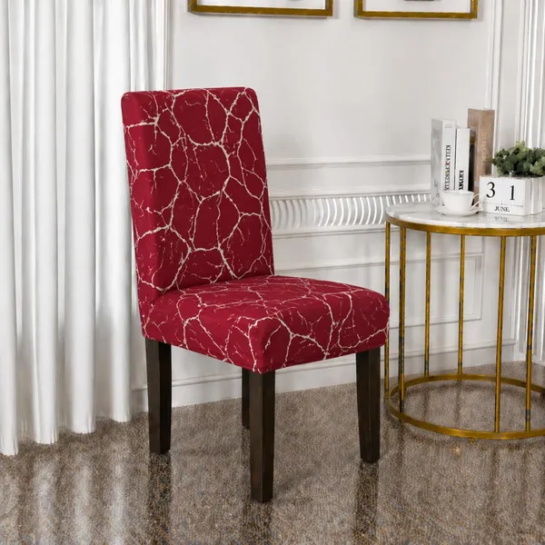 Polycotton_Printed_Striped_Dining_Table_Cover_With_6_Chair_Covers_Red