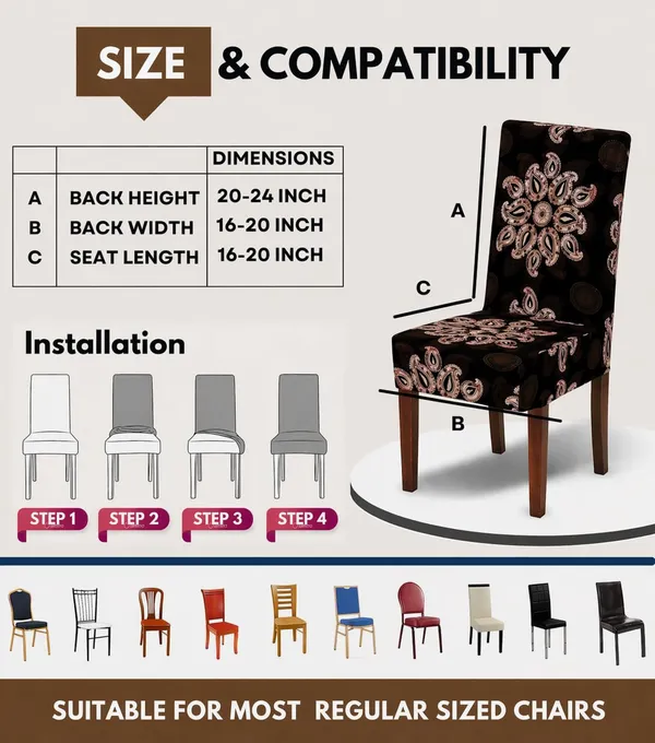 Polycotton_Elastic_Brown_Floral_Print_6_Seater_Table_Cover_With_Chair_Covers