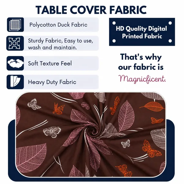 Polycotton_Elastic_Dining_Brown_Leaf_6_Seater_Table_Cover_With_Chair_Covers
