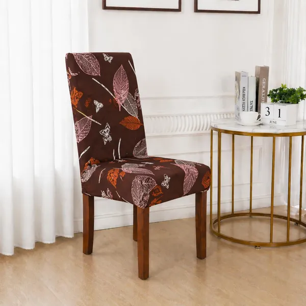 Polycotton_Elastic_Dining_Brown_Leaf_6_Seater_Table_Cover_With_Chair_Covers