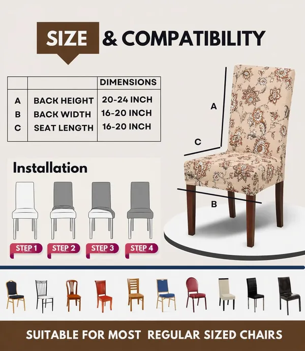 Polycotton_Elastic_Beige_Floral_Print_6_Seater_Table_Cover_With_Chair_Covers
