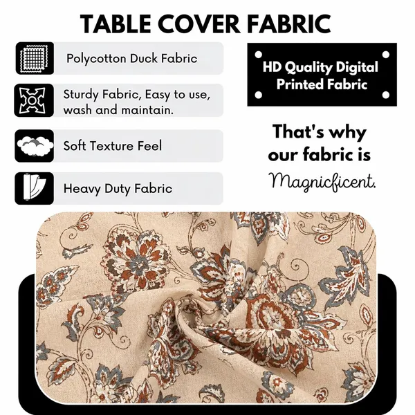 Polycotton_Elastic_Beige_Floral_Print_6_Seater_Table_Cover_With_Chair_Covers