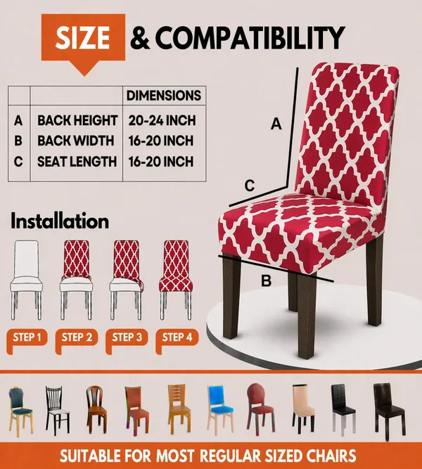 Polycotton_Elastic_Dining_Red_Diamond_Print_Table_Cover_With_6_Chair_Covers