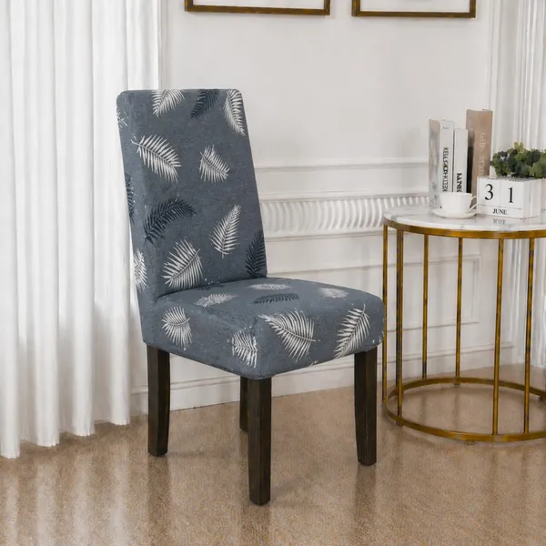 Polycotton_Elastic_Grey_Leaf_Print_6_Seater_Table_Cover_With_Chair_Covers