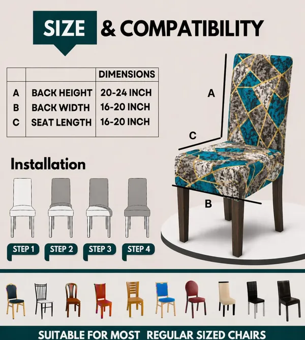 Polycotton_Elastic_Dining_Green_Prism_6_Seater_Table_Cover_With_Chair_Covers