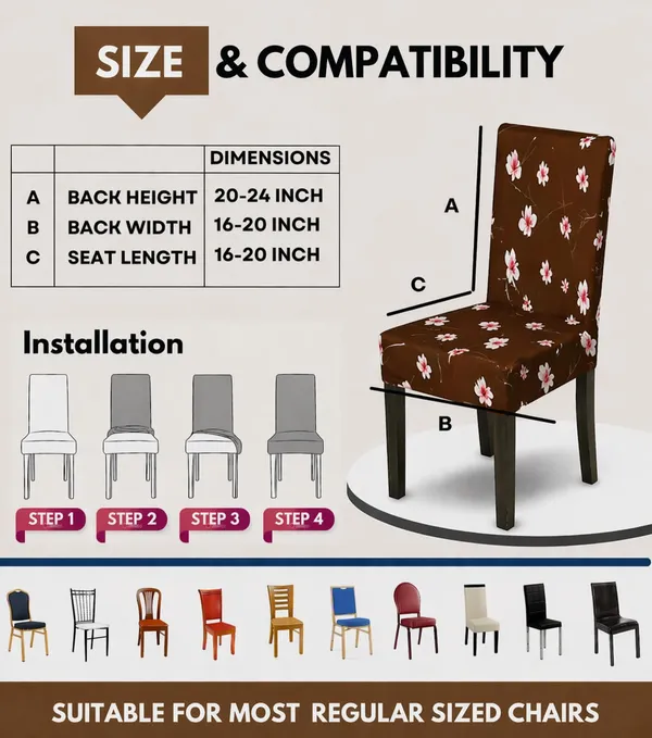 Polycotton_Elastic_Floral_6_Seater_Dining_Table_Cover_With_Chair_Covers_Coffee