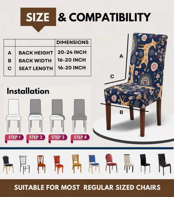 Polycotton_Elastic_Dining_Deer_Print_Table_Cover_With_6_Chair_Covers