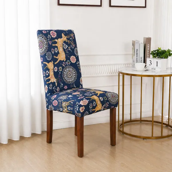 Polycotton_Elastic_Dining_Deer_Print_Table_Cover_With_6_Chair_Covers
