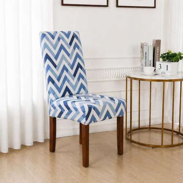 Polycotton_Elastic_Blue_Zig_Zag_Print_6_Seater_Table_Cover_With_Chair_Covers