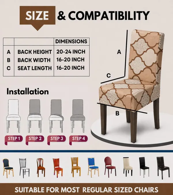 Polycotton_Elastic_Dining_Golden_Diamond_Print_Table_Cover_With_6_Chair_Covers