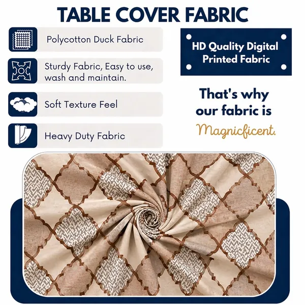 Polycotton_Elastic_Dining_Golden_Diamond_Print_Table_Cover_With_6_Chair_Covers