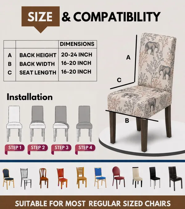 Polycotton_Elastic_Elephant_Print_6_Seater_Dining_Table_Cover_With_Chair_Covers