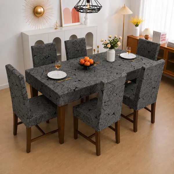 Polycotton_Elastic_Dining_Grey_Butterfly_6_Seater_Table_Cover_With_Chair_Covers