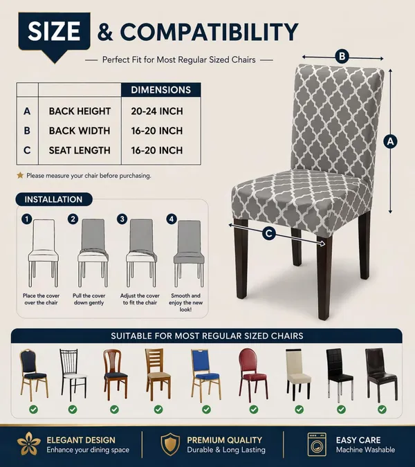 Polycotton_Elastic_Dining_Grey_Diamond_6_Seater_Table_Cover_With_Chair_Covers