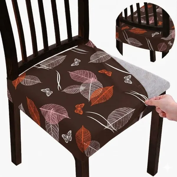 Polycotton_Stretchable_Brown_Leaf_Print_Dining_Chair_Covers