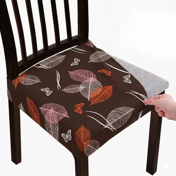 Polycotton_Stretchable_Brown_Leaf_Print_Dining_Chair_Covers