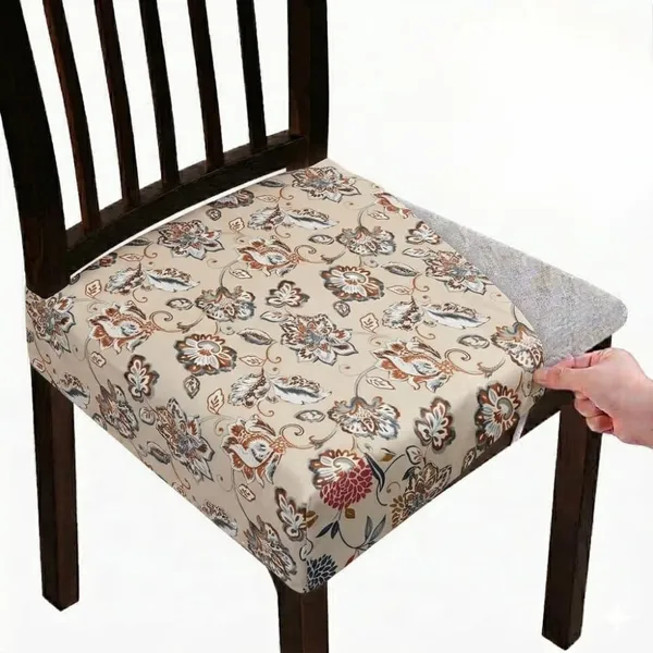 Polycotton_Stretchable_Beige_Floral_Print_Dining_Chair_Covers