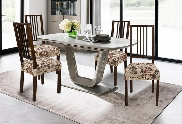 Polycotton_Stretchable_Beige_Floral_Print_Dining_Chair_Covers