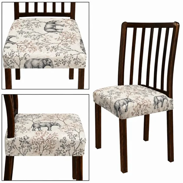 Polycotton_Stretchable_Grey_Elephant_Print_Dining_Chair_Covers